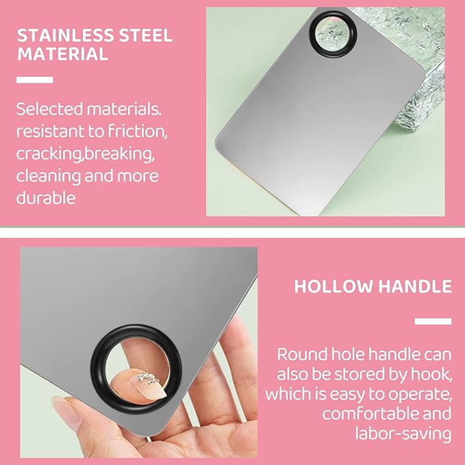 Makeup Mixing Palette with Foundation Brush and Spatula, Stainless Steel Makeup Palette Tray Mixer Nail Art Mixing Tray