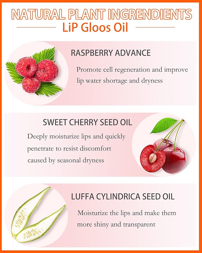 Hydrating Plumping Lip Glow Oil,Tinted Lip Gloss Lip Stain,Glow Reviver Lip Oil,Long Lasting Moisturizing Clear Lip Plumping Oil Tint for Lip Care and Dry Lips,Women's Day Makeup Gift for Women-004