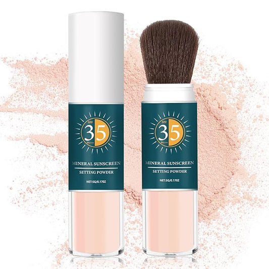 Mineral Sunscreen Powder SPF Powder for Face Oil Control Long Lasting Sunscreen Powder for Face Natural Light Breathable Translucent Powder Setting Powder Makeup - 04 Pink