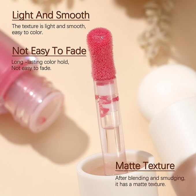 KWOLYKIM Liquid Blush, Soft Velvet Cream Blush For Cheek, Dew Finish Skin Tint Blush Makeup For Eye, Lips & Cheek Long Lasting & Moisturizing Natural-Looking Peach Pink