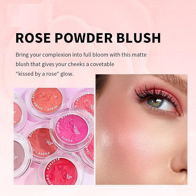 MAEPEOR Embossed Blush 8 Colors Lightweight Natural Look Matte Face Blush Long-Lasting Highly Pigmented Powder Blusher (Color 03)