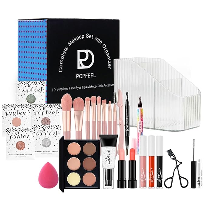 All in One Makeup Kit for Women Full Kit, Travel Gift Sets Including Organizer, Eye Shadow, Lipstick, Eyeliner, Mascara, Powder Puff, Brushes and More for Girls Teens