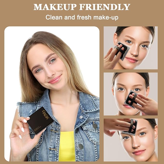 Oil Blotting Sheets for Face With Travel Makeup Mirror - Bamboo Charcoal 200 Sheets, Oil Absorbing Papers, Makeup Friendly, for Oily Skin