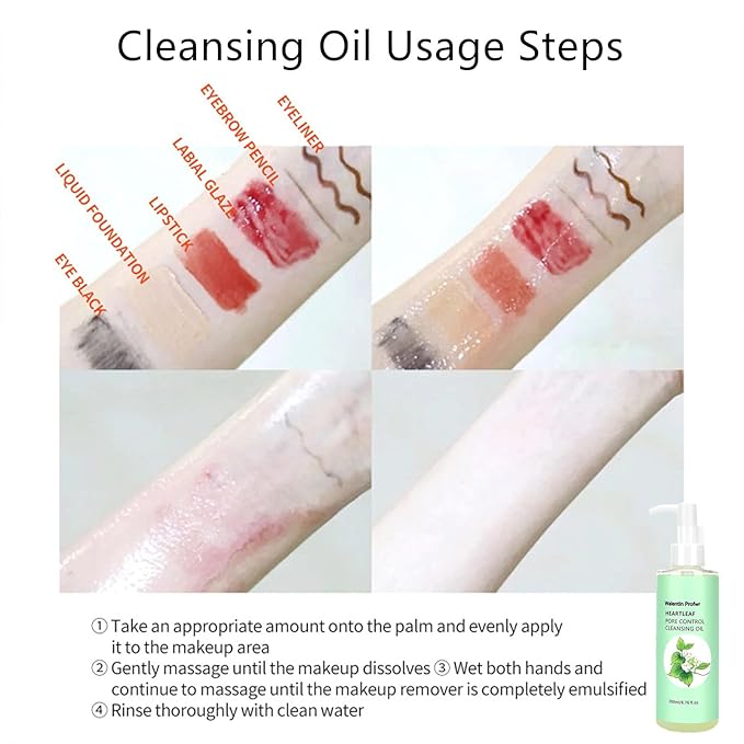 Cleansing Oil for Face, Makeup Blackhead Remover Oils, Gentle Heartleaf Deep Pore Control Cleansing Oil with Blackhead Brush, 6.76FL OZ, Face Skin Cleanser