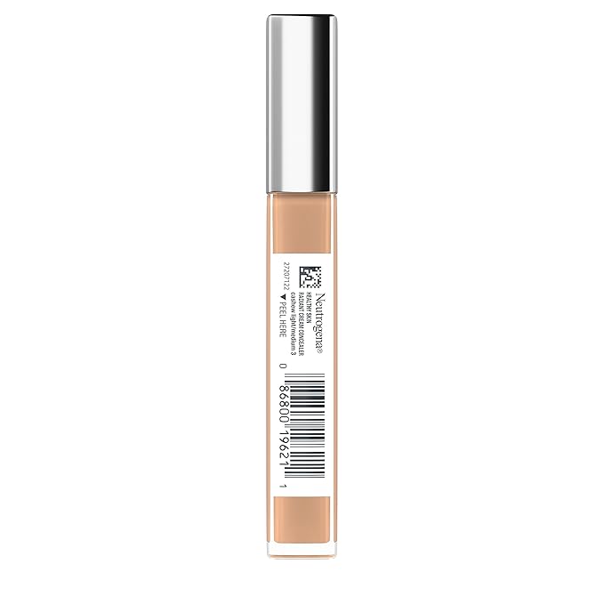 Neutrogena Healthy Skin Radiant Brightening Cream Concealer with Peptides & Vitamin E Antioxidant, Lightweight Perfecting Concealer, Non-Comedogenic, Cashew Light/Medium 03 cool undertones, 0.24 oz