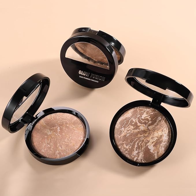 Marble Baked Makeup Setting Powder, Luminous Finish Waterproof Sweatproof Conceal Foundation, 24 H No-Transfer No Smudge Oil-Control Pressed Powder Makeup Base (#04 EDIUM BEIGE, 0.53 OZ)