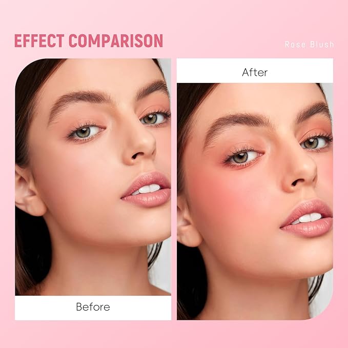 3D Rose Petal Blush for Cheeks, Baby Peach Cream to Powder Flower Blush Makeup Gift for Women, Natural Nude Dewy Finish Shimmer Buildable Face Rouge Rubor Highlighter Contour Makeup-Baby Peach