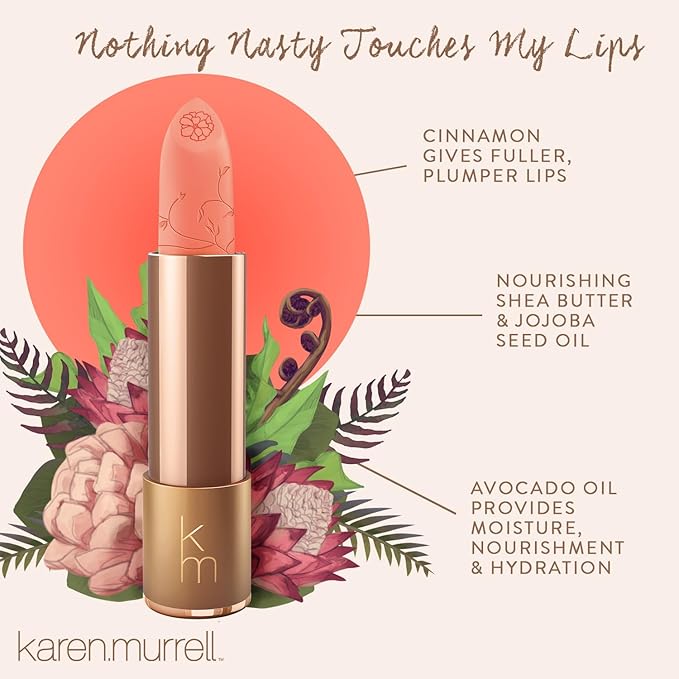 Karen Murrell - Natural Lip Stick - Lipstick 15 Peony Petal - Coral Lipstick - Matte Finish, 100% Natural Ingredients, Moisturizes & Hydrates Lips - Paraben & Cruelty Free