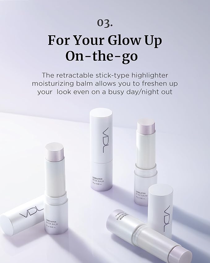 VDL Lumilayer Glow Stick Balm - Highlighter for Radiant Complexion. Lit-from-Within Glow. Stick-Type Luminizing Balm (0.42 oz) | Korean Makeup
