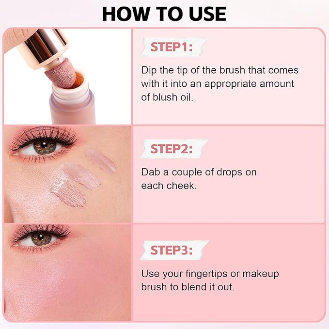 Boobeen Soft Liquid Blush Makeup for Cheeks, Lightweight and Buildable, Thin Cheek Makeup Stick for Natural Flush Color, Cream Blush Easy to Blend, With Build in Brush