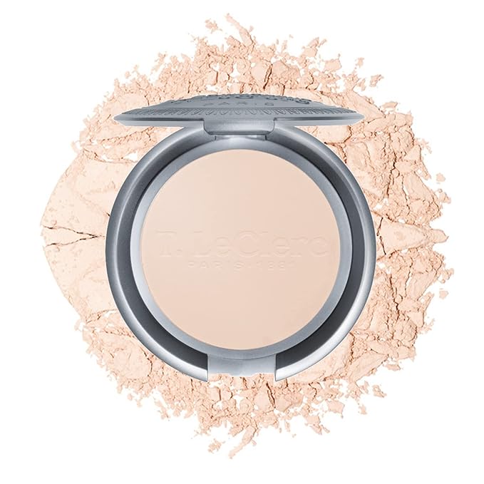 T. Leclerc Compact Pressed Powder - Super-Blendable Face Makeup Longwear Portable Matte Finish Radiant Natural Medium to Full Coverage Airbrushing Mineral Base For Pores & Imperfections (Translucide)