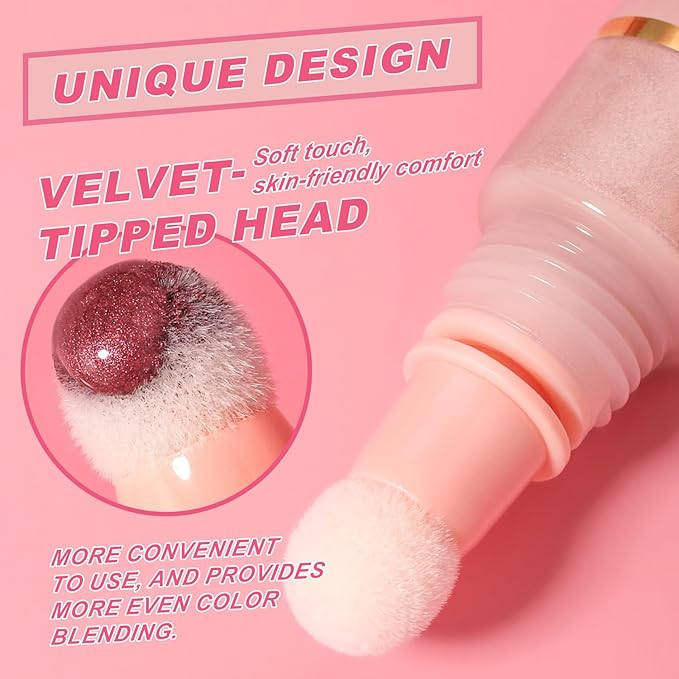 YOUNG VISION Shimmer Blush Wand - Liquid Cream Blush, Radiant Peach Sparkle, 0.33 fl oz