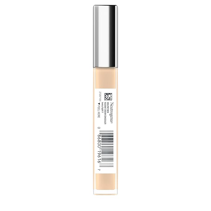 Neutrogena Healthy Skin Radiant Brightening Cream Concealer with Peptides & Vitamin E Antioxidant, Lightweight Perfecting Concealer, Non-Comedogenic, Ivory Light 01 with neutral undertones, 0.24 oz