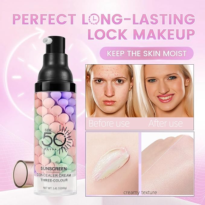One Step Color Corrector Primer, SPF 50 Face Moisturizing Sunscreen Isolation Cream, 3 In 1 Primer for Face Before Makeup, Makeup Primer Oil Control & Skin Tone Correcting