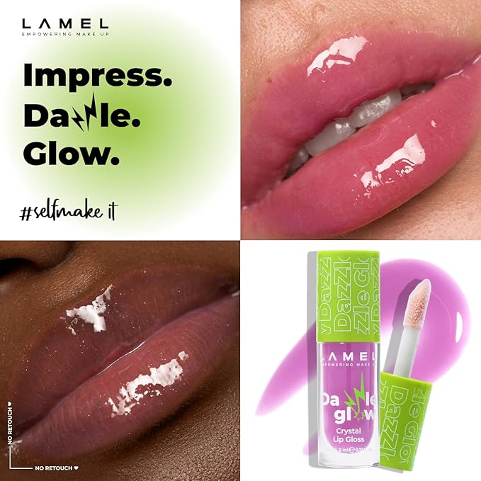 Dazzle Glow Crystal Clear Lip Gloss - Hydrating Lip Gloss - Non Sticky Lip Gloss - Colored Lip Gloss - Lip Gloss Color - Mini Lip Gloss - Moisturizing Lip Gloss - №406 Empower