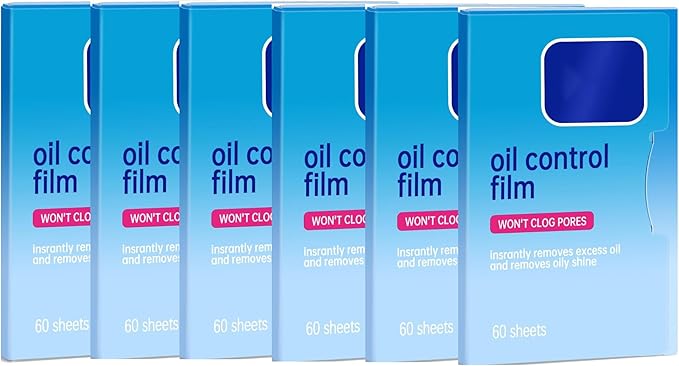 6 Packs Oil Blotting Papers for Face (360 Sheets) - Oil Absorbing Blotting Sheets for Oily Skin, Makeup-Friendly & Portable Oil Wipes