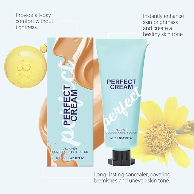 Long Lasting Concealer Covers blemishes,All-Over Complexion Perfector,Waterproof and Sweat Resistant Makeup Concealer,CC Creme All Over Complexion Perfector-80g/2.82 Oz(1pcs)