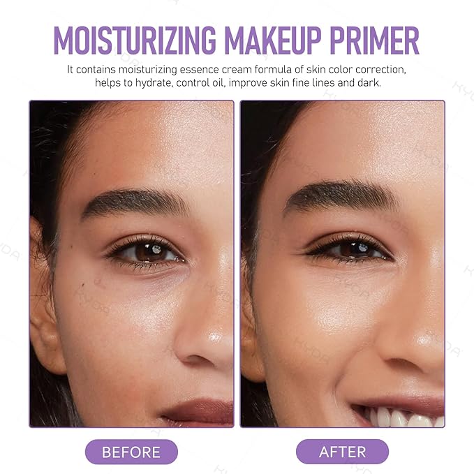 KYDA Color Correcting Facial Serum, SPF 50 PA+++, Moisturizing Makeup Primer, One Step Brightening Primer to Even Skin Tone, Oil Control Skin Corrector, Sheer Finish, Refreshing, Purple Pink Green