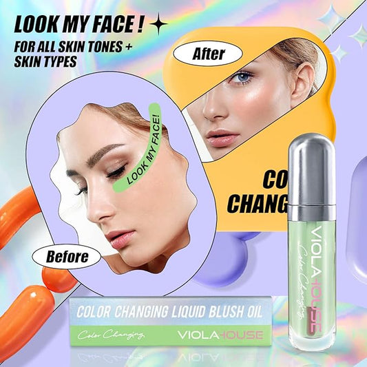 VIOLA HOUSE Liquid Blush - Color Changing, Glossy Shiny Finish, Water-Based