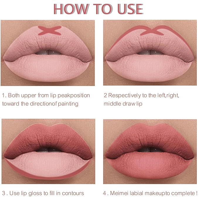 12 Colors High Pigmented Smooth Lip Liner Set, Long Lasting Fade Resistant Lip Pencil, Smudge-proof & Waterproof Red Nude Matte Velvet Lipstick Pen, Professional Lip Liner Set