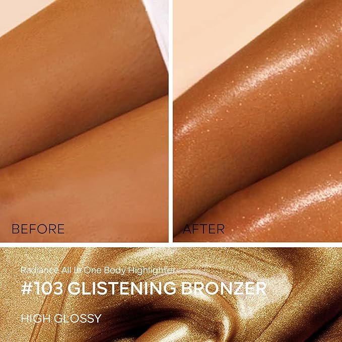 KYDA Body Luminizer, Waterproof Moisturizing and Glow For Face & Body, Radiance All In One Makeup, Face Body Glow Illuminator, Body Highlighter, 1 Fl.Oz, Glistening Bronzer
