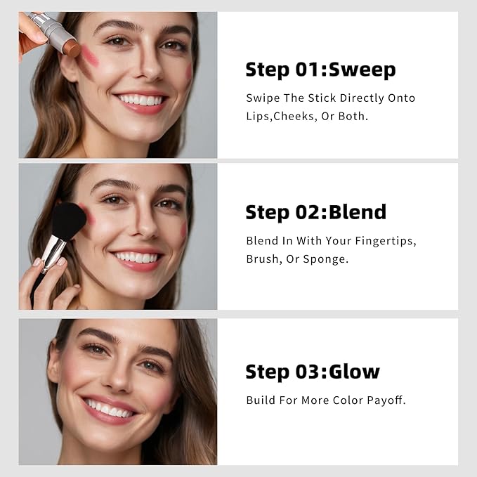 KIMUSE Cream Contour Stick Duo + Lip Stain Peel Off Makeup Sticks High Pigmented, Long Lasting, Vegan Face Make Up Sticks