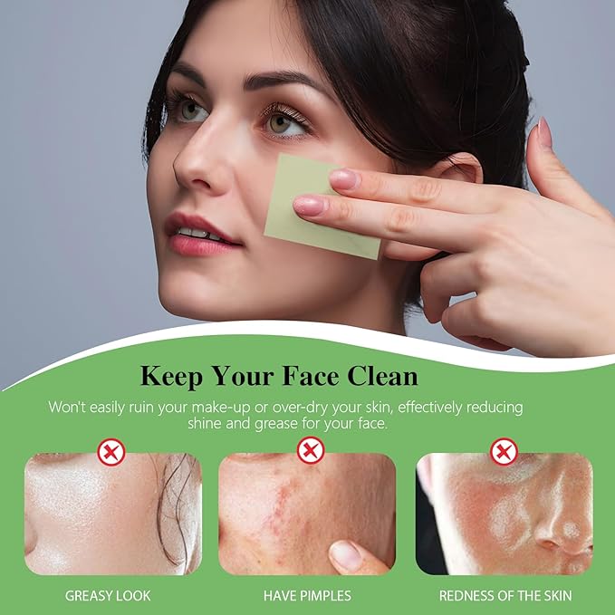1000 pieces Skin-friendly, non-irritating, gentle blotting paper, Lightweight and breathable blotting paper (Green Tea)