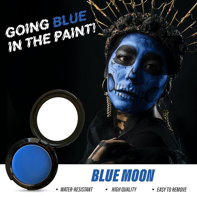 MANIC PANIC Goth White Cream To Powder Foundation Bundle with Blue Moon Face & Body Paint