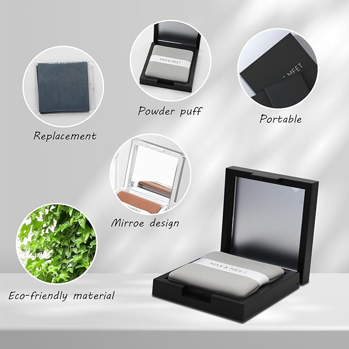200 Face Oil Blotting Sheets with Mirror Travel Box& Puff, Linen Fiber Gentle Oil Control Film Not Destroy Base Makeup Face Oil Absorbing Sheets (Coniferous Tree, Box+Refill total 200 sheets)