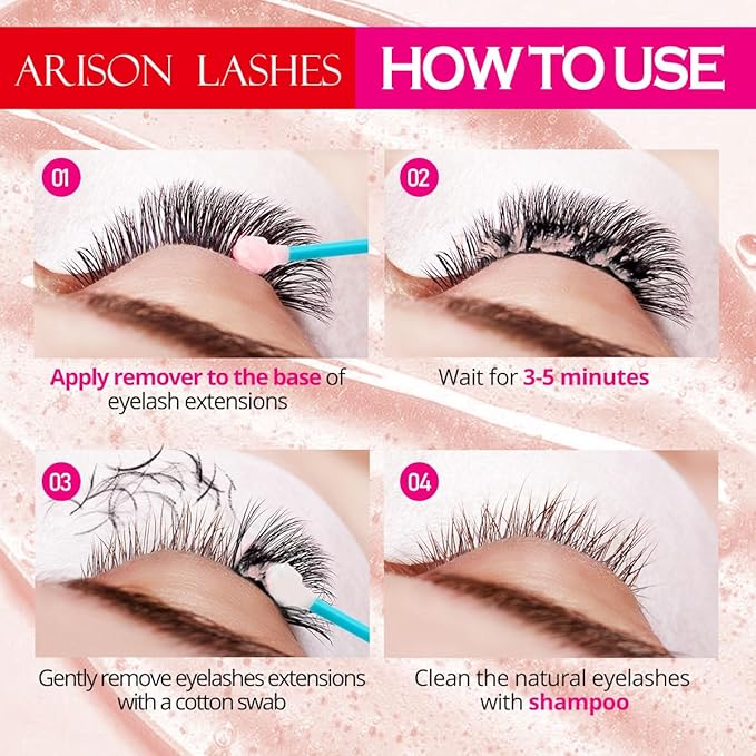 ARISON LASHES Lash Remover For Eyelash Extension Cream Remover Low Irritation Cream Remover for Sensitive Skin Fast Dissolution Professional Eyelash Extensions Salon Use(Strawberry)