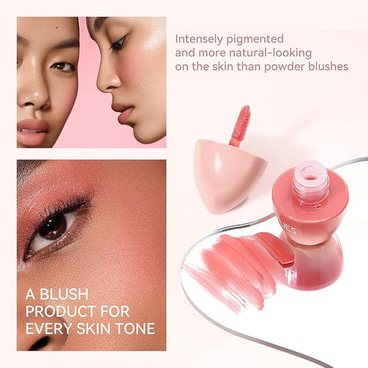 3 Pack Liquid Blush Set, Rose Blush, Light Pink Blush, Tangerine Orange Blush for White Fair Skin, Daughter Teen Girls Gift Idea, Vegan & Cruelty-Free, 0.28fl.oz /8ml (#01#02#03)
