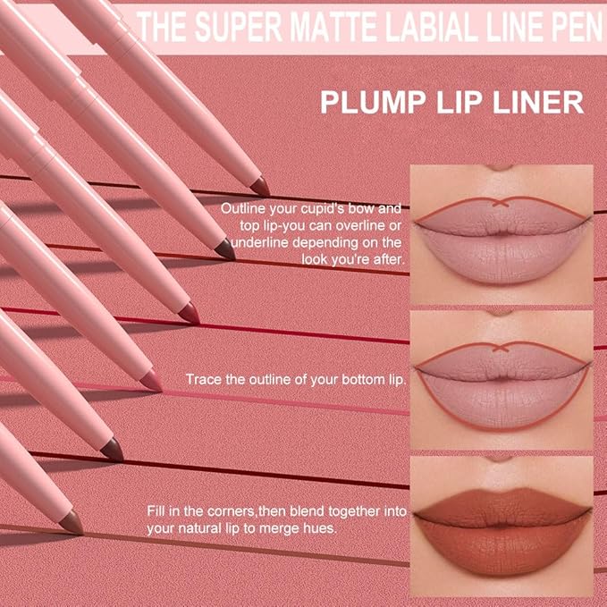 Kaely Matte Velvet Lip Liner Pencils Retractable for Shaping & Sculpting Lips, Orange Lip Pencils for Women Long Lasting Waterproof Rich Lip Colors Liner Crayon Lipstick delineador de labios 03