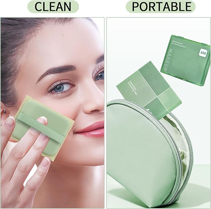 Erinde Oil Blotting Sheets for Face with Mirror and Puff, 300 Sheets Oil Blotting Paper for Oily Skin, Face Oil Absorbing Sheet, Natural Oil Control Film, Absorb Excess Oil, Makeup Friendly