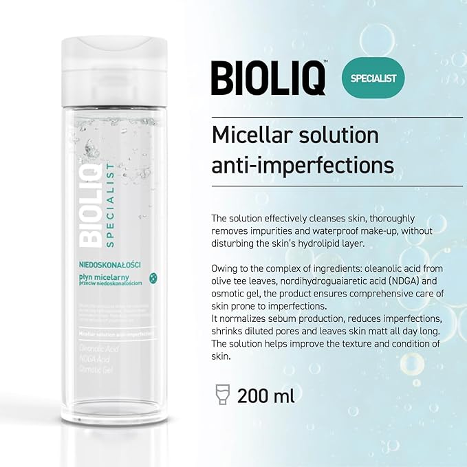 Specialist Anti-Imperfections Micellar Solution - Cleanses Skin, Removes Makeup & Impurities, Oleanolic Acid & NDGA Formula for Clear, Mattified Skin - Ideal for Imperfection-Prone Skin - 200ml