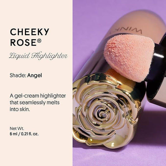 Winky Lux Cheeky Rose Liquid Highlighter, Gel-Cream Highlighter, Blush Topper, Shimmer Blush Finish, Buildable Glow, Long-Lasting Weightless Formula, Angel