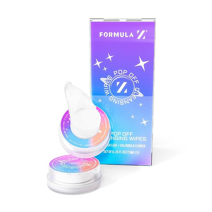 Formula Z Pop Off Cleansing Wipes - Makeup Remover Wipes - Calendula and Green Tea Leaf Extract - Refreshes and Nourishes Skin - 6 x 0.25 oz