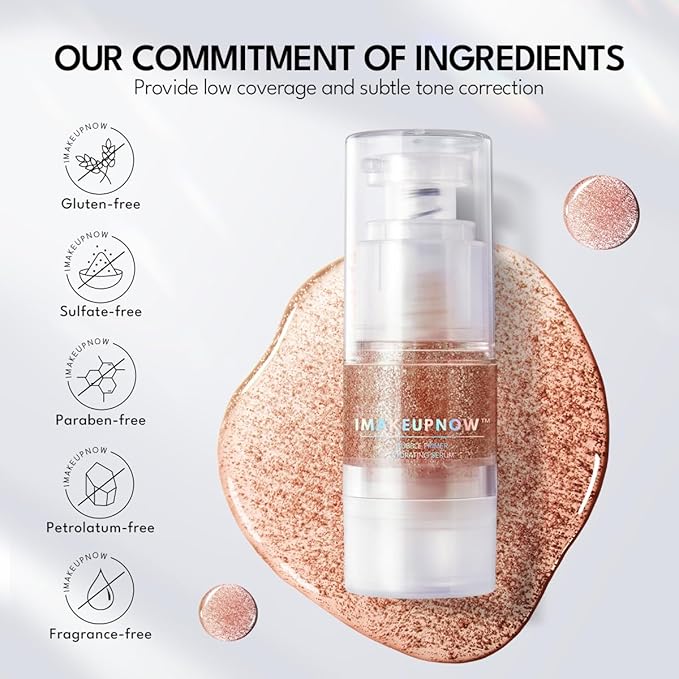 Primer, 2 in 1 All Day Hydration And Color Corrector Primer for Face Dry Skin Before Makeup, Lightweight, Tackle Dryness and Flaking with Dewy Look, Red - Grayness Reducer
