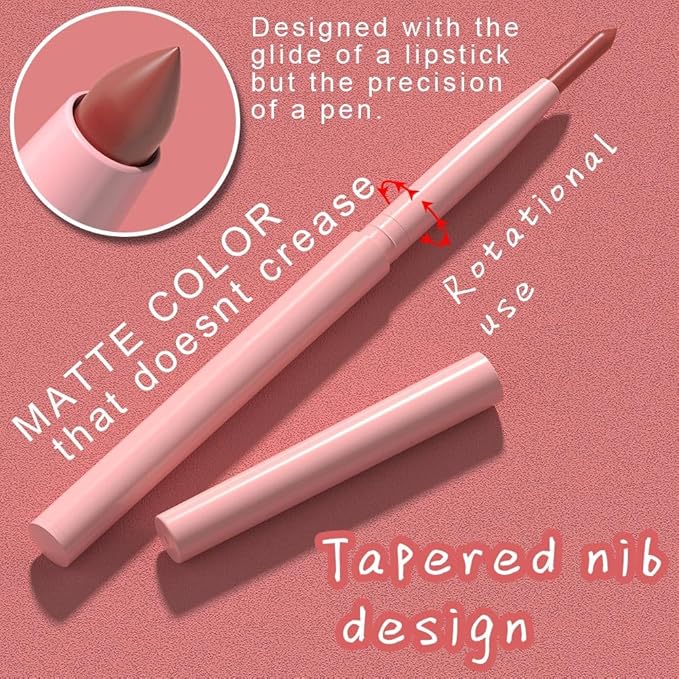 Kaely Matte Velvet Lip Liner Pencils Retractable for Shaping & Sculpting Lips, Orange Lip Pencils for Women Long Lasting Waterproof Rich Lip Colors Liner Crayon Lipstick delineador de labios 03