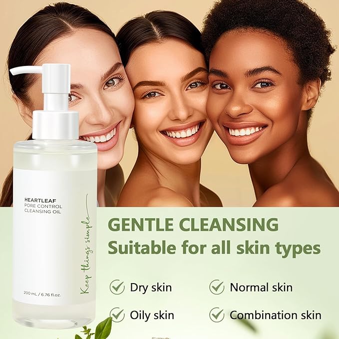 COSMOO Deep Cleansing Oil, Pore Control Oil Cleanser for Face, Makeup Blackhead Remover, Korean Skin Care, All Skin Types - 200ml ×2
