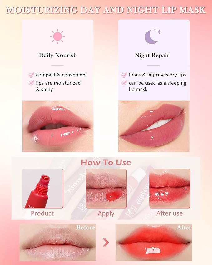 Tinted Lip Butter Balm-3 Colors Vanilla Beige Brown Pink Sugar Lip Gloss,Clear Jelly Yummy Tint Lip Stain,Long Lasting Hydrating Glow Reviver Lip Care Oil,Women's Day Makeup Gift for Women-Set A