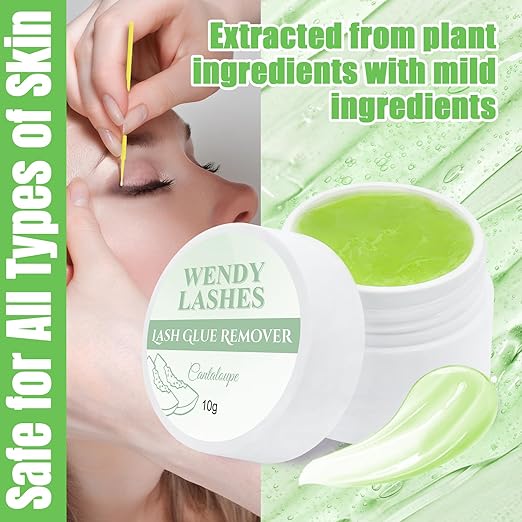Eyelash Glue Remover for Lash Extensions: for DIY and Lash Artists, Wendy, 10ml Cream, Effectively, Low Irritation, Green, Cantaloupe Flavored