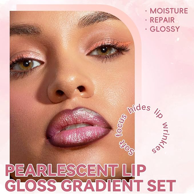Glitter 2 in 1 Lip Liner and Chameleon Lip Gloss Combo, Gradient Dark Brown Lipstick Plumping Lip Pencil Sparkly Liquid Lip Stain Set, Moisturizing Smooth High Shine Lip Combo Lip Makeup