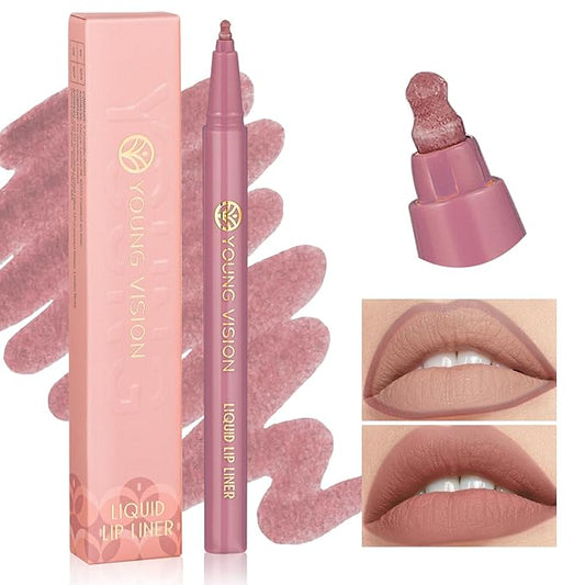 YOUNG VISION Gourd-Shaped Precision Liquid Lipstick & Lipliner - Nude Matte Shades