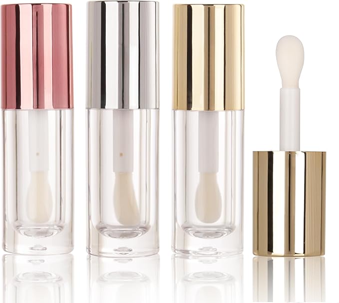 COSIDEA 50pcs Empty Round Gold 6ml big doe foot wand lip gloss tubes for DIY lipgloss lipgloss tubes containers with thick wand