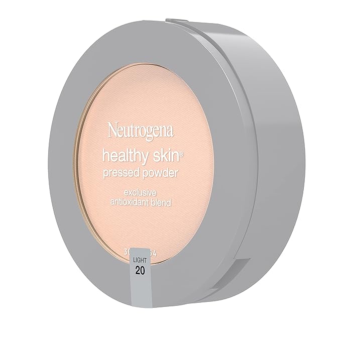 Neutrogena Healthy Skin Pressed Makeup Powder Compact with Antioxidants & Pro Vitamin B5, Evens Tone, Minimizes Shine & Conditions, Light 20, 0.34 oz