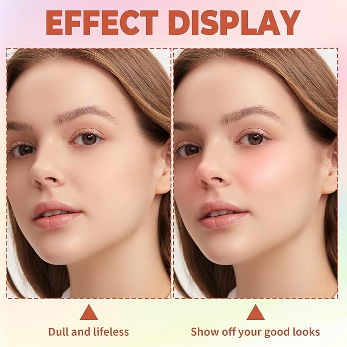 4 in 1 Blush Palette, 4 Colors Matte Face Powder Blush for Cheek, Coral Orange, Hot Pink, Lavender Purple, Refresh Green Face Rouge Long Lasting High Pigment Lightweight Korean Blush Makeup04#