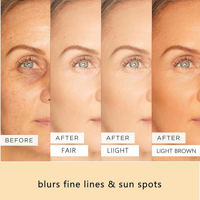 BB Blur Tinted Moisturizer SPF 30, BB Tinted Care Primerwith Brush, BB Cream Tinted Moisturizer for Woman (Light, 1)