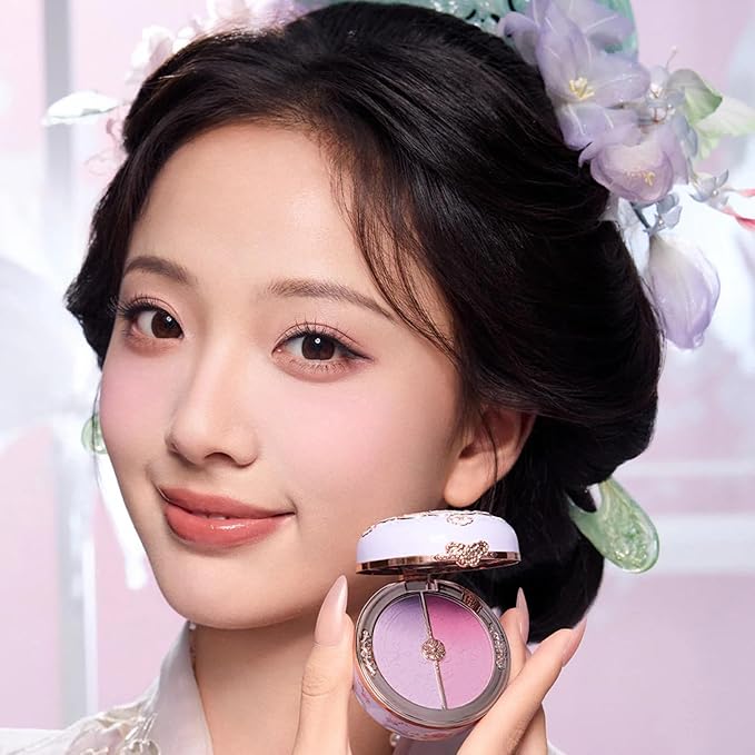 Flower Knows Butterfly Cloud Collar Rouge Box Highlighting & Blush Duo Powder,Purple Matte Finish Blush & Highlighter Palette,Buildable & Blendable Makeup for cheeks(04 Fluttering Romance)