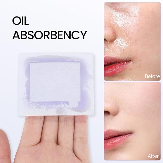 Erinde Oil Blotting Sheets for Face with Mirror and Puff, 300 Sheets Oil Blotting Paper for Oily Skin, Face Oil Absorbing Sheets, Natural Oil Control Film, Absorb Excess Oil, Makeup Friendly