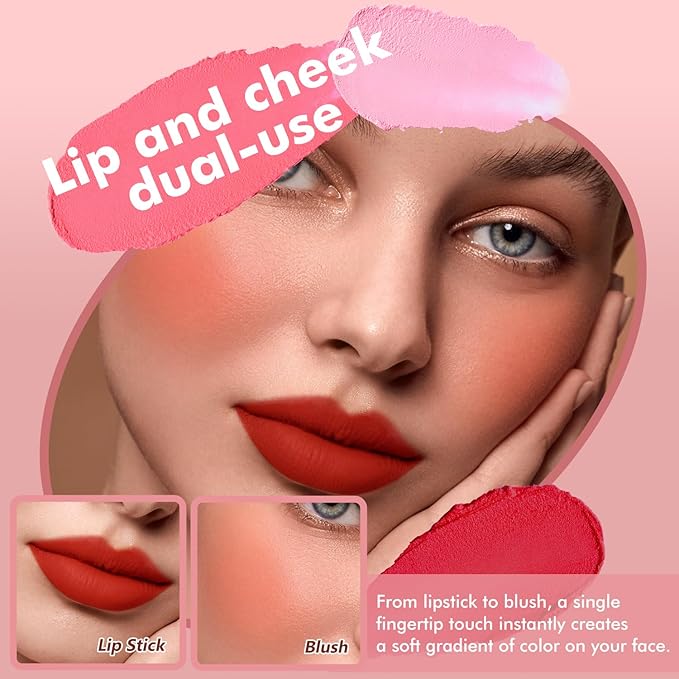 YOUNG VISION Lip & Cheek Pudding Pot – Multi-Use Soft Matte Cream Blush, Buildable Lightweight Formula Lips and Cheeks Tint, 5g/0.17oz